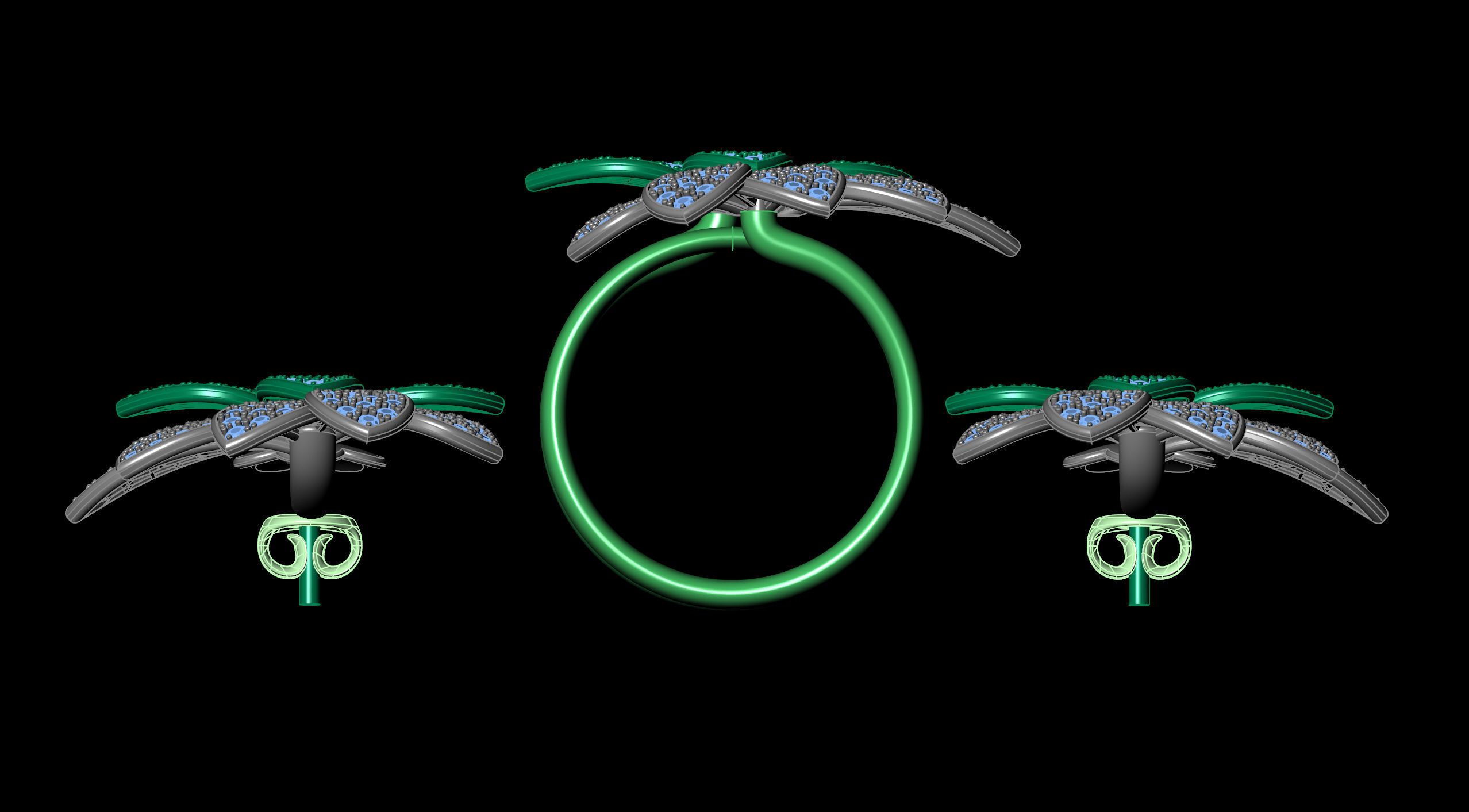 Pasquale Bruni ring and earring 3D print model_30