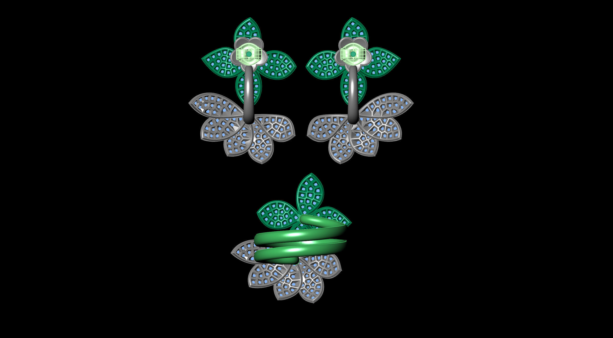 Pasquale Bruni ring and earring 3D print model_22