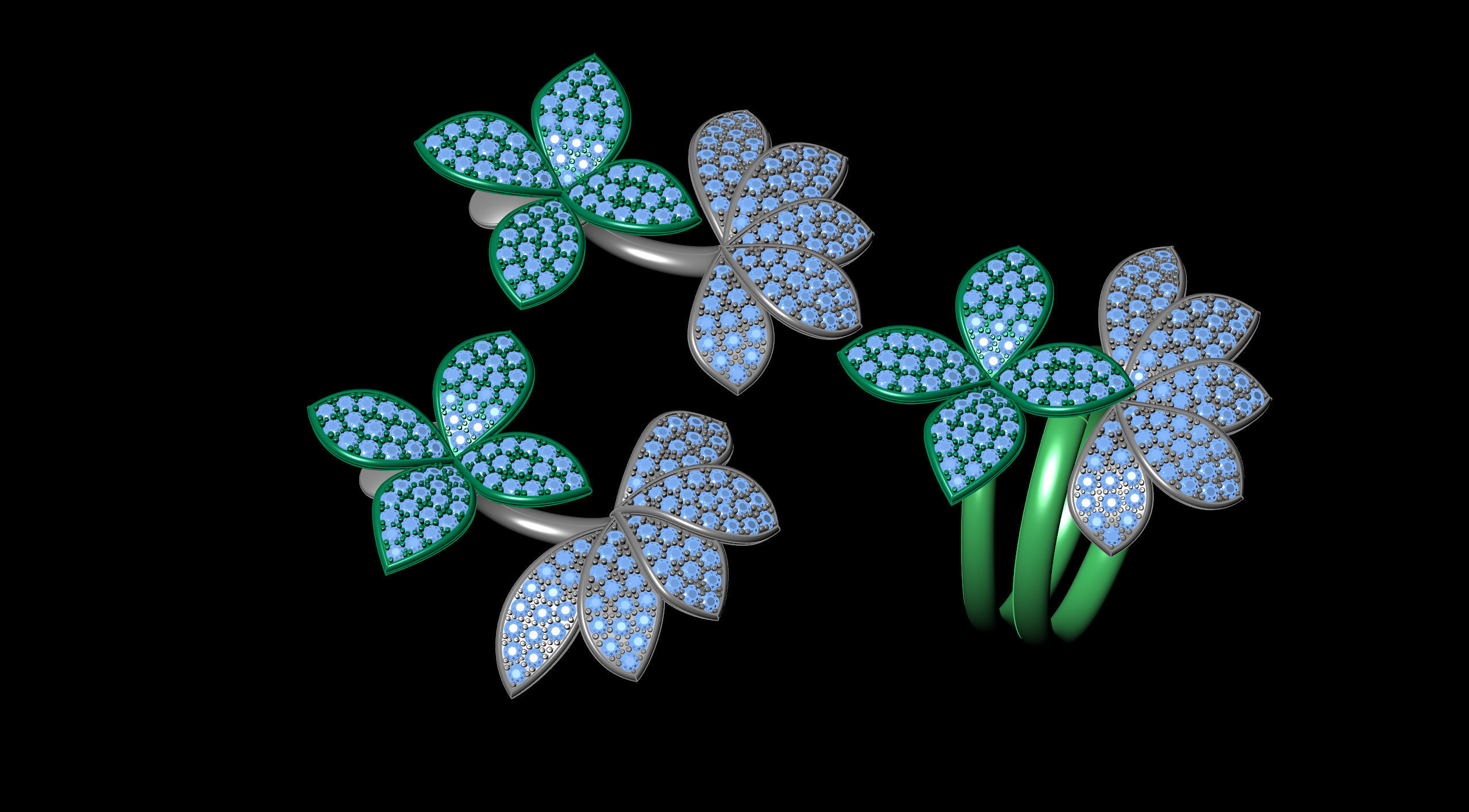 Pasquale Bruni ring and earring 3D print model_25