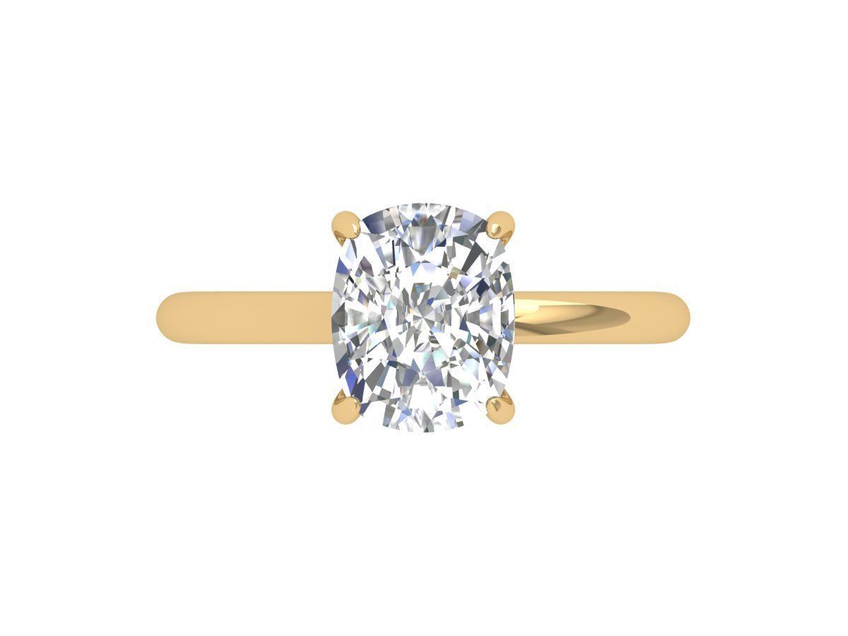 Cushion Solitaire Ring 3D print model_1