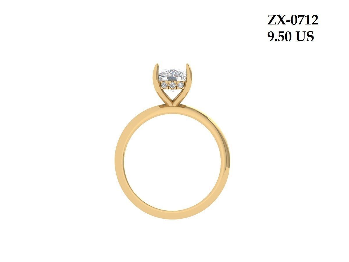 Cushion Solitaire Ring 3D print model_3