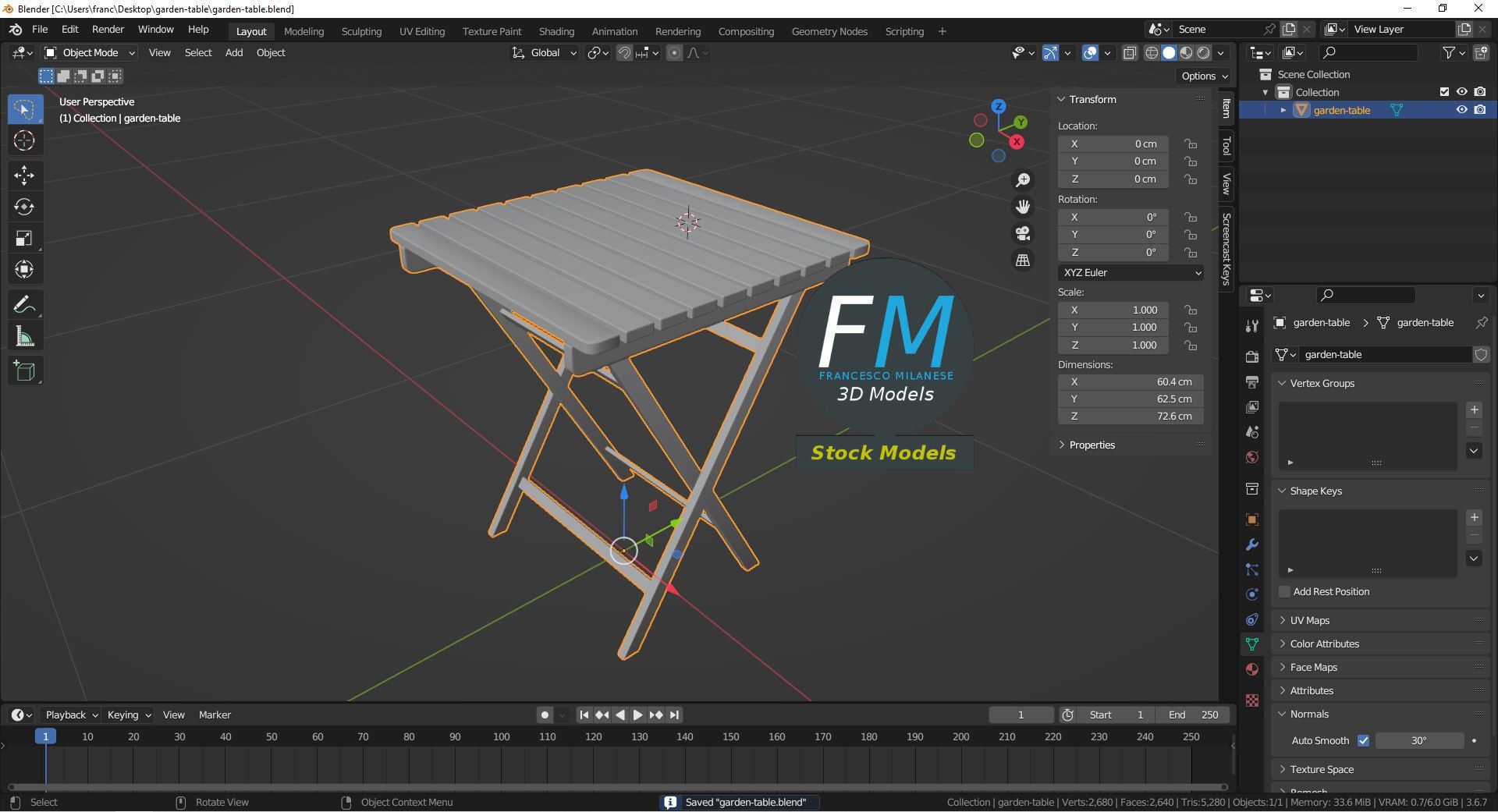 Garden table 3D model_9