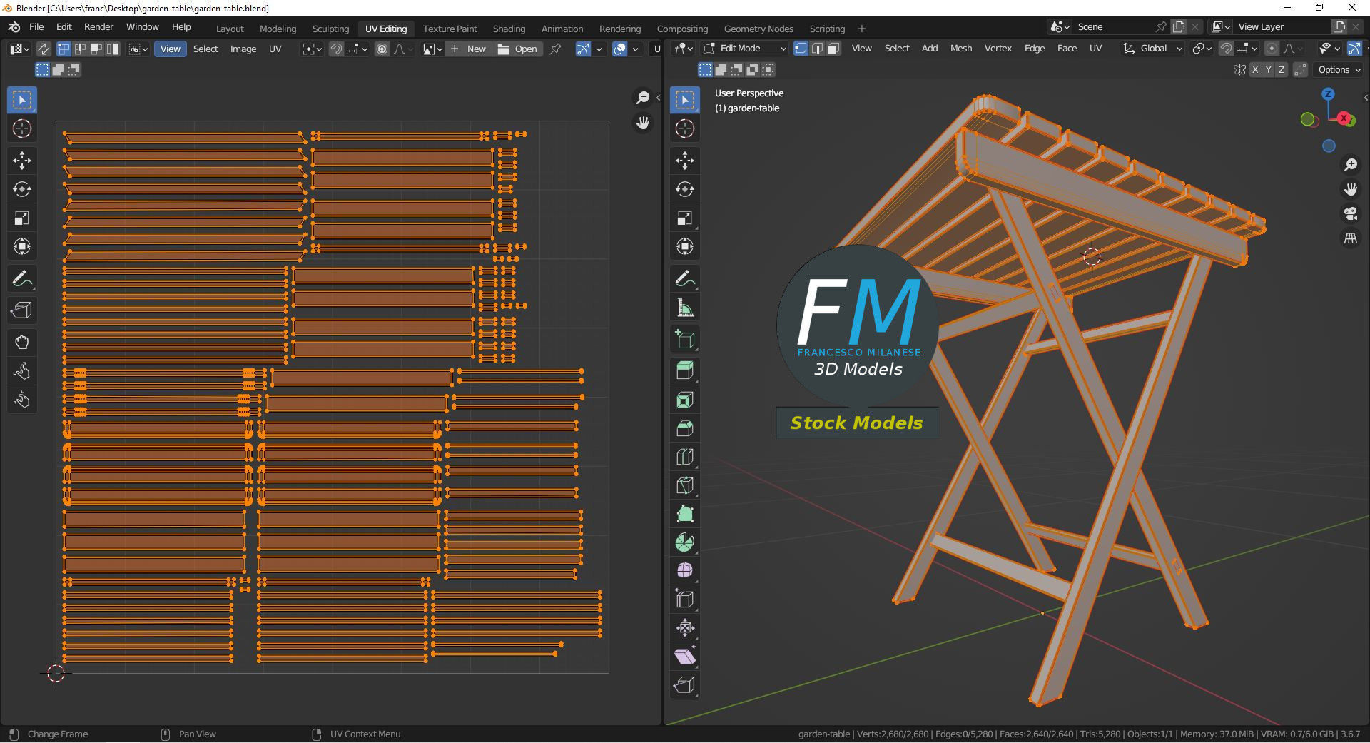 Garden table 3D model_10