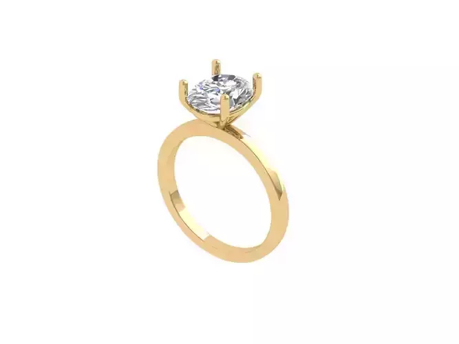 Oval Solitaire Ring 3D print model