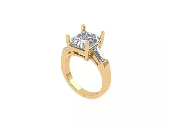 Asscher  3 Stone Ring