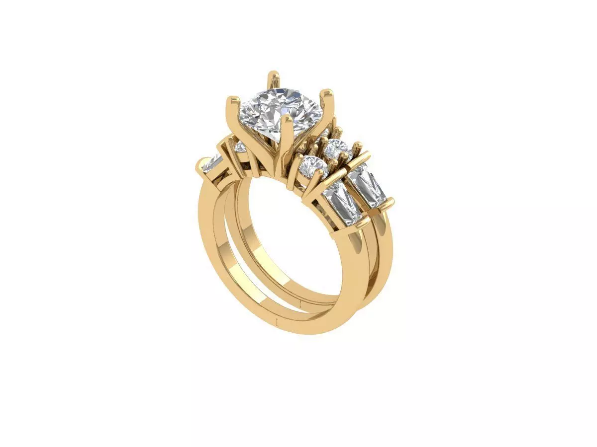 Solitair Ring Bridal Set 3D print model