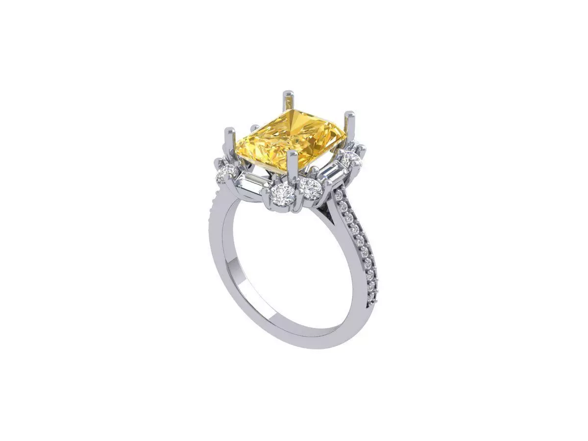 Emerald Art Deco Ring 3D print model_0