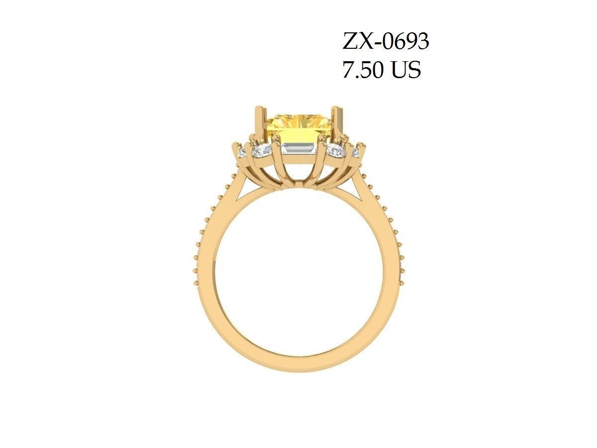 Emerald Art Deco Ring 3D print model_4