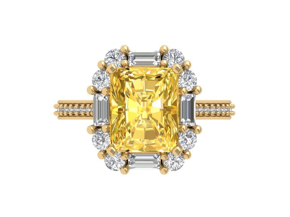 Emerald Art Deco Ring 3D print model_2