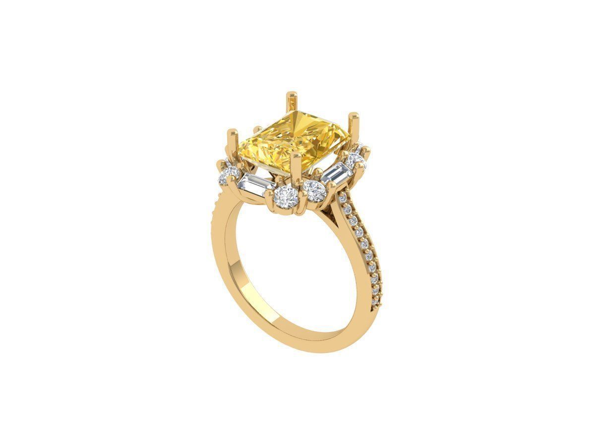 Emerald Art Deco Ring 3D print model_3