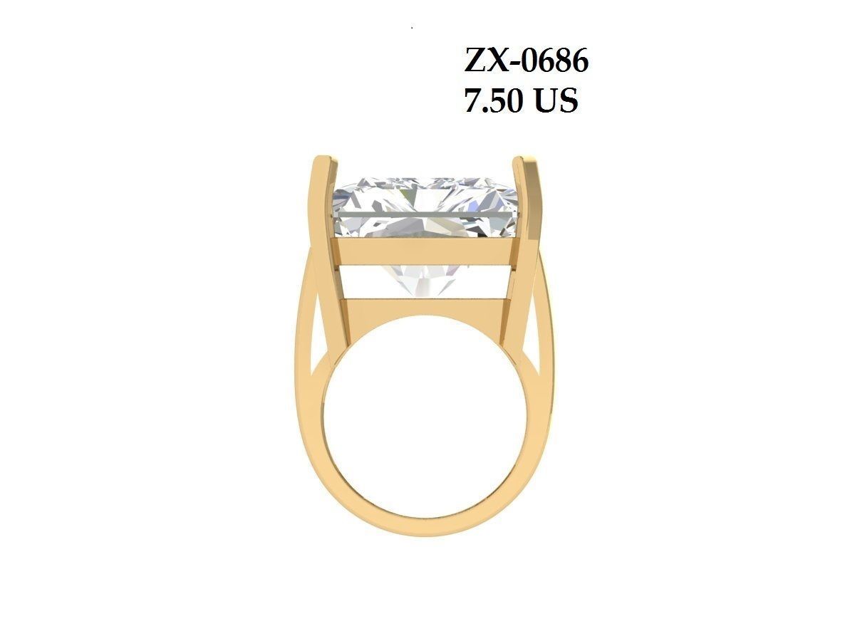 Emerald Art Deco Ring 3D print model_2