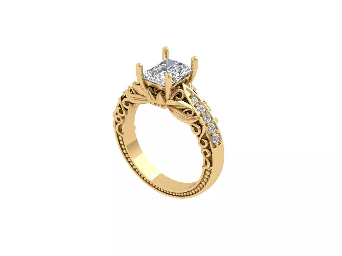 Emerald Art Deco Ring 3D print model