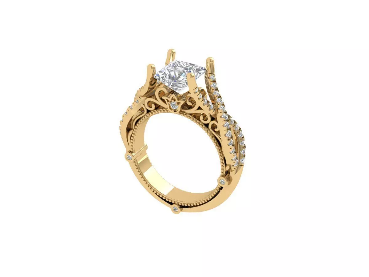 Princess Art Deco Ring 3D print model
