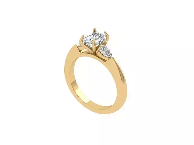 Ovel 3 Stone Ring 3D print model