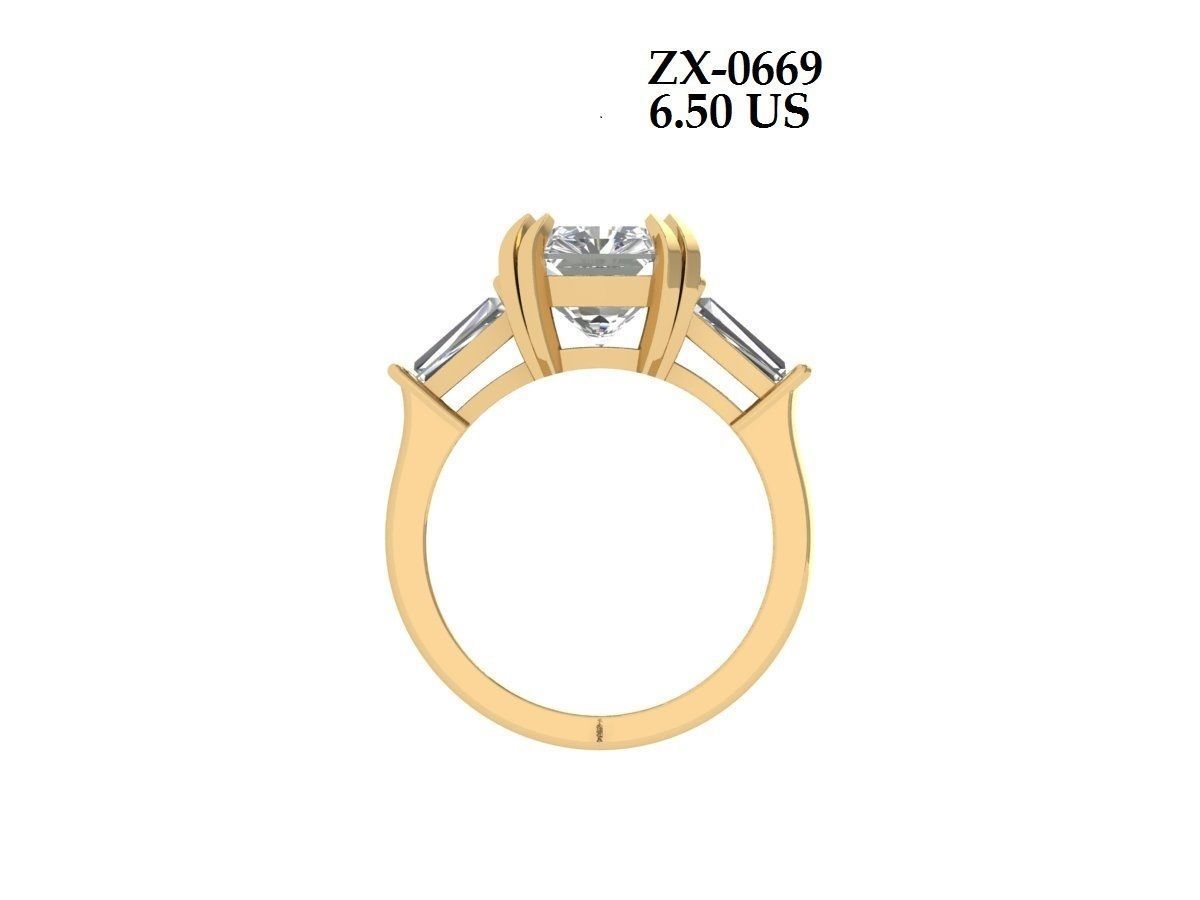 Asscher Solitair Ring 3D print model_3