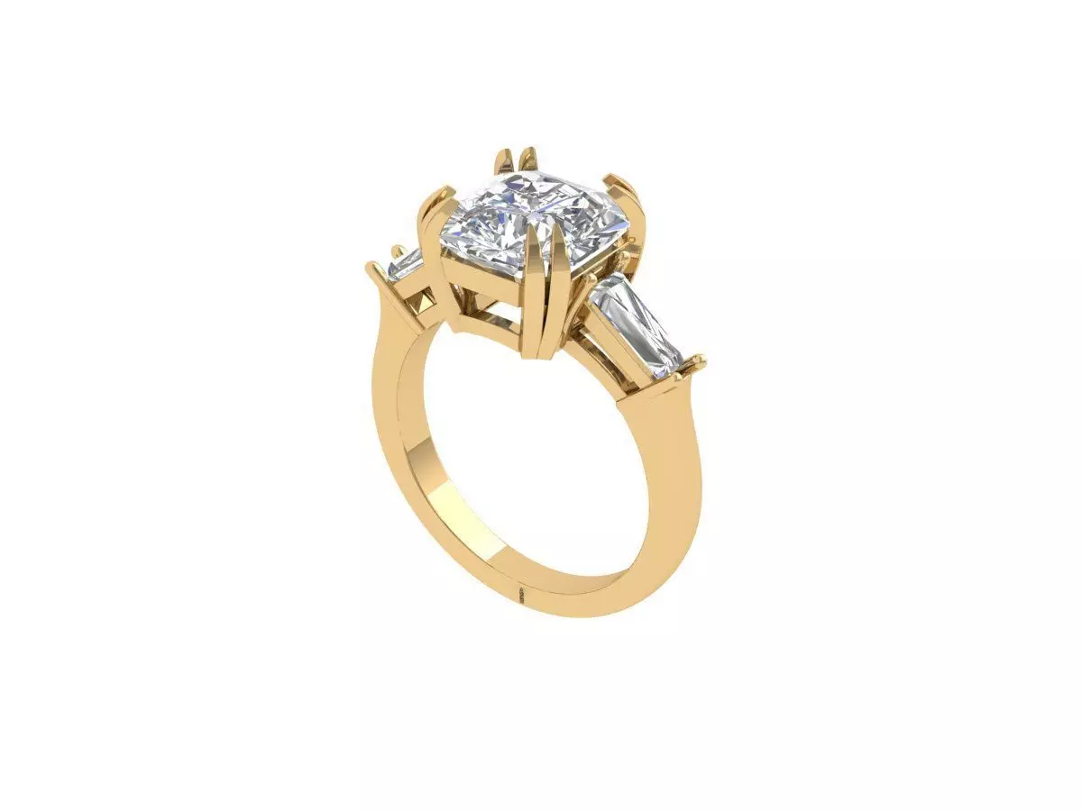 Asscher Solitair Ring 3D print model_0