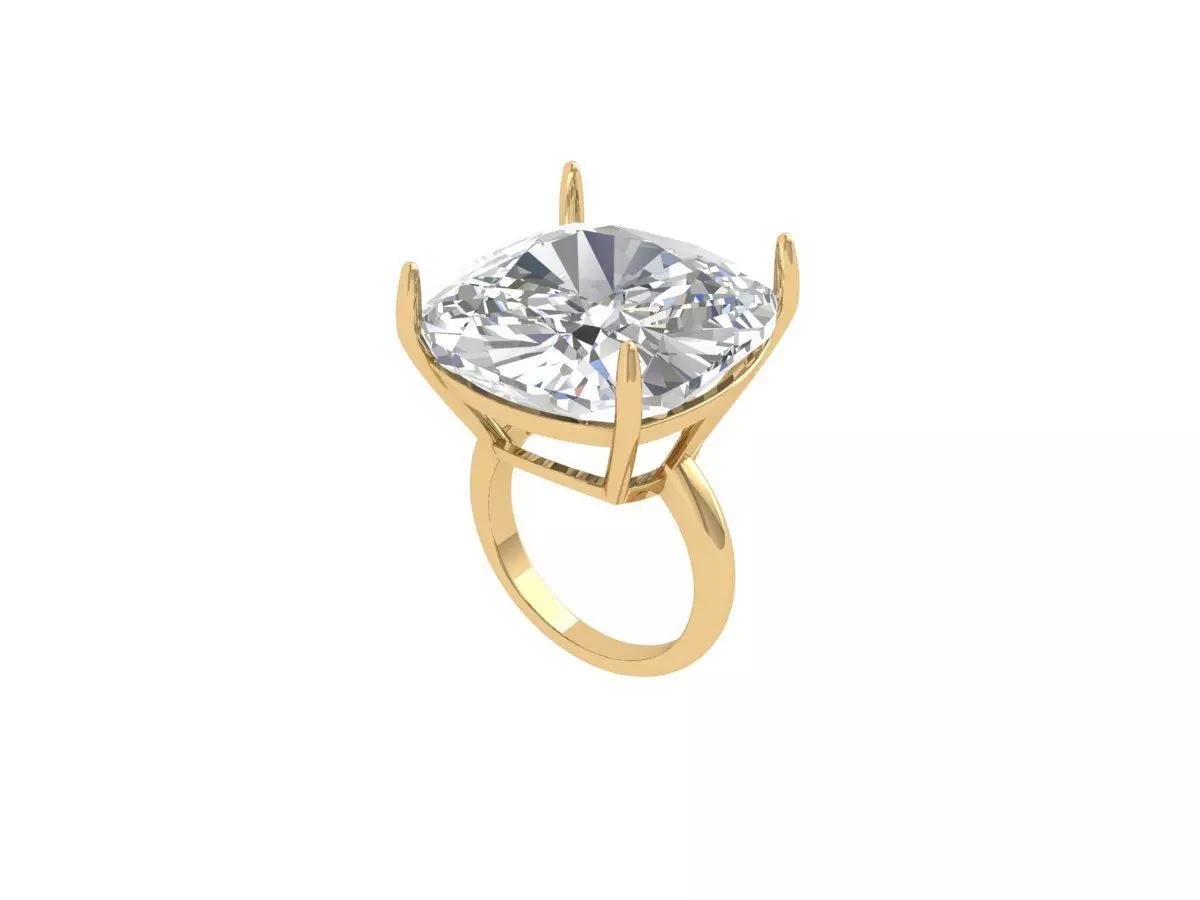 Cushion Solitaire Ring 3D print model
