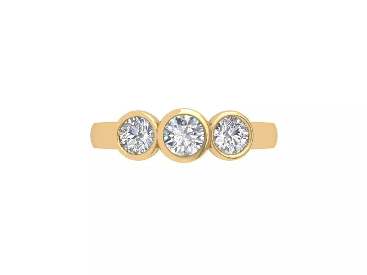 Round 3 Stone Bridal Ring 3D print model