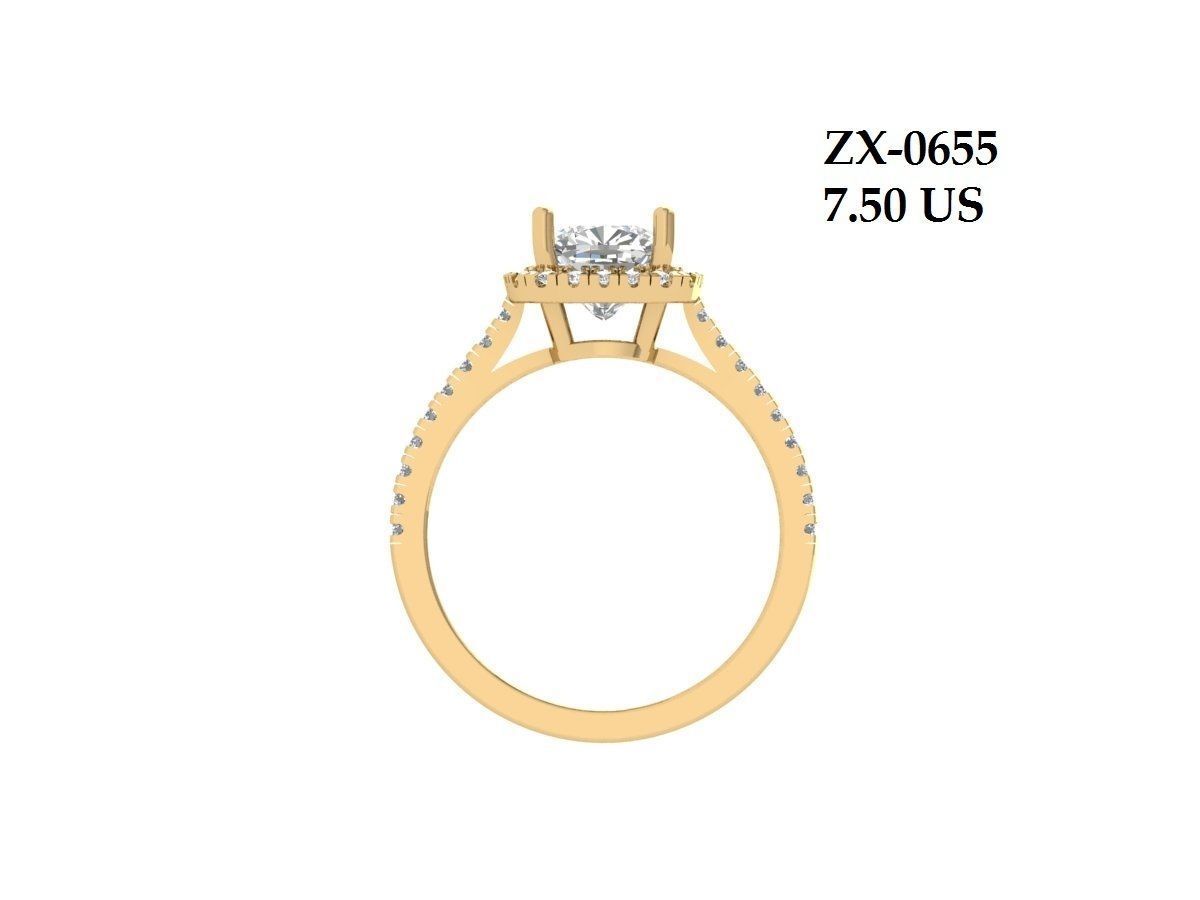 Cushion Solitaire Ring 3D print model_2
