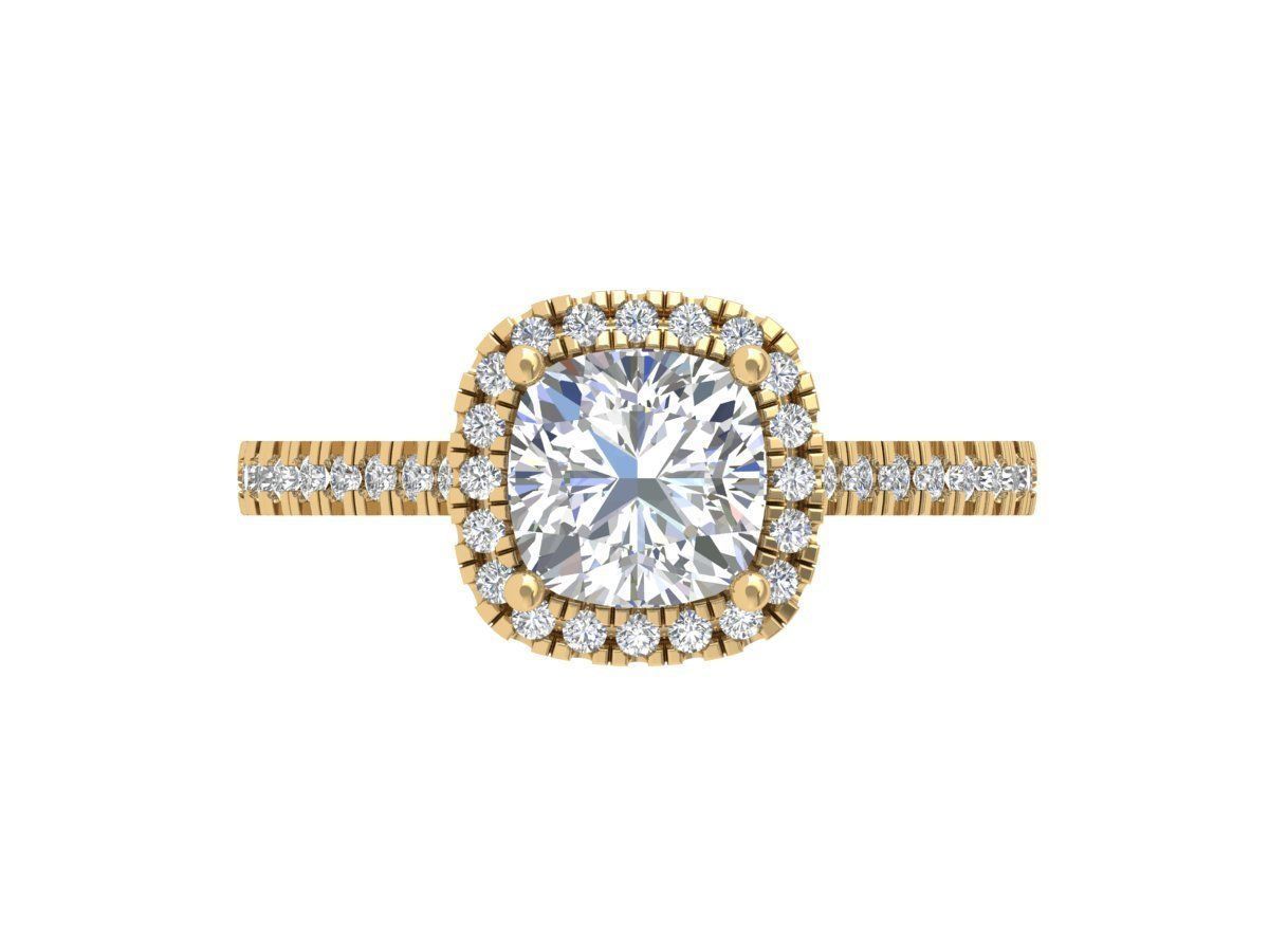 Cushion Solitaire Ring 3D print model_1
