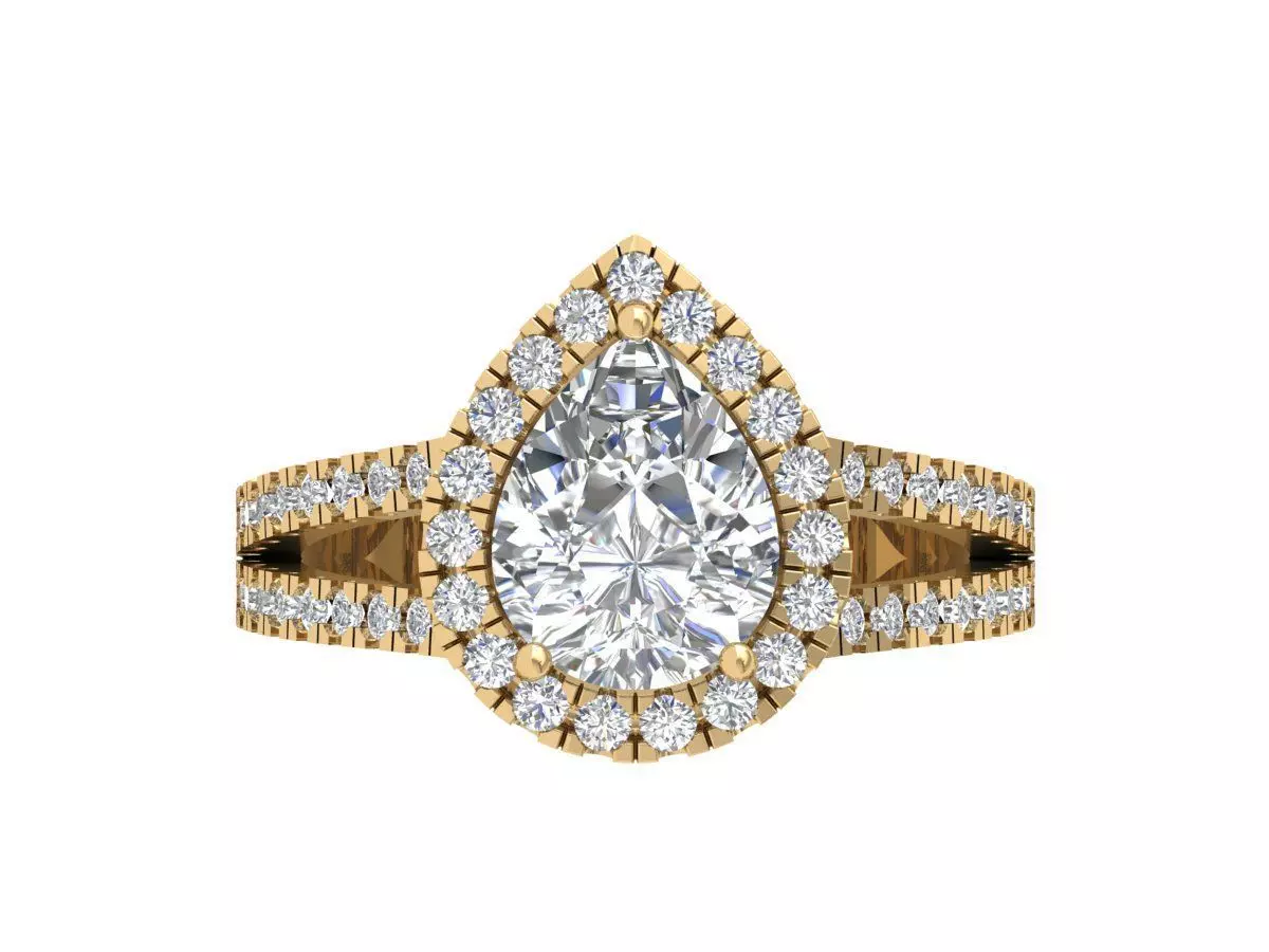 Pear Stone Ring 3D print model_0