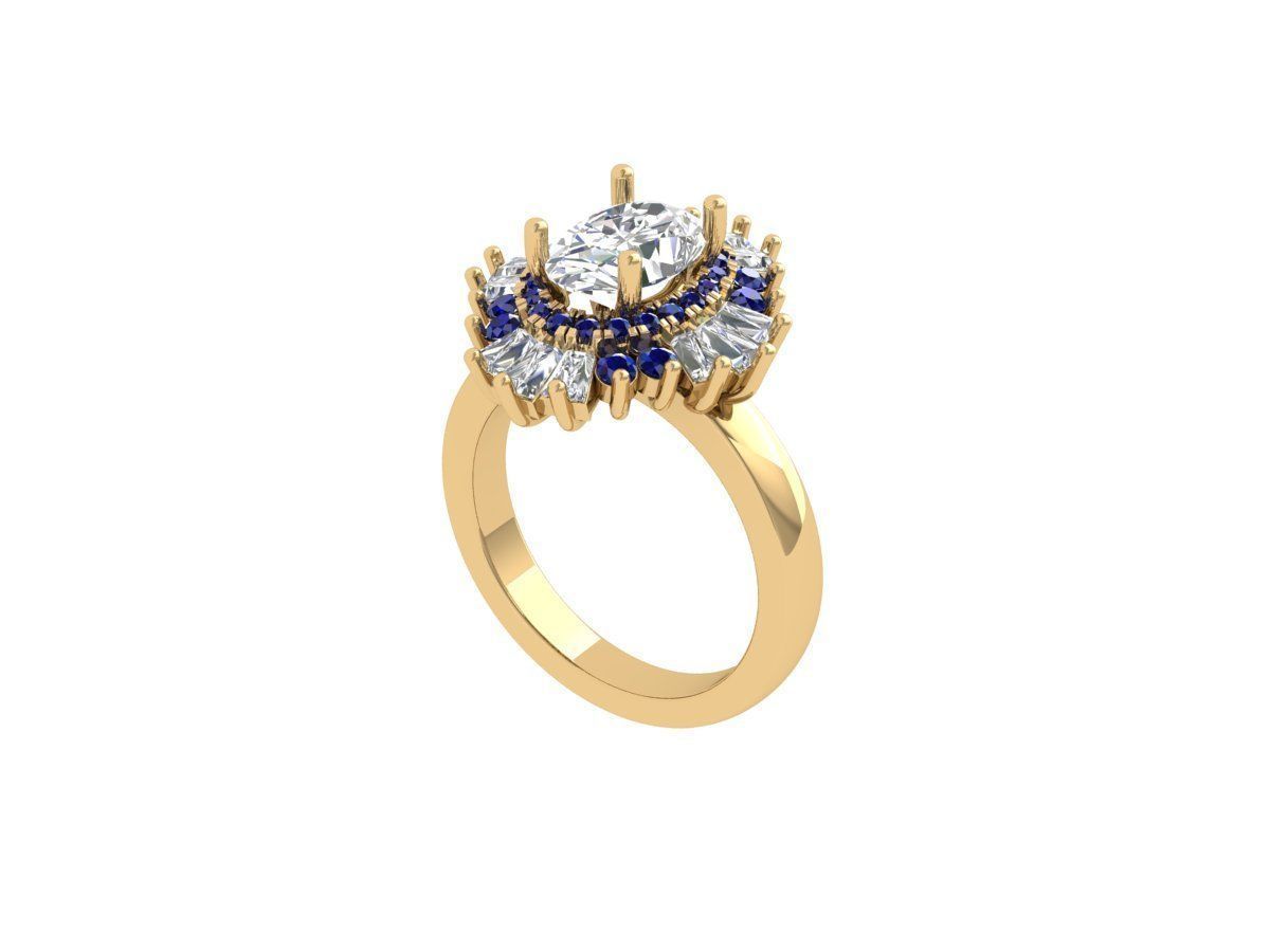 Oval Solitaire Ring 3D print model_2