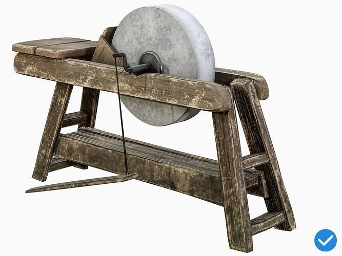 Medieval Stone Grinding Station PBR Low-poly 3D model