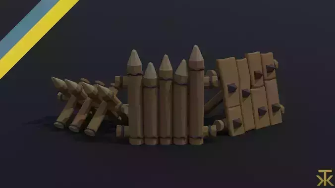 Cartoon wood defense barricades Polygonal Style
