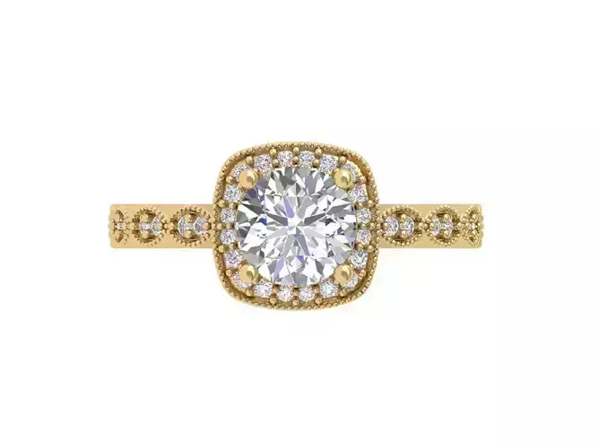  Solitaire Engagement Art Deco Ring