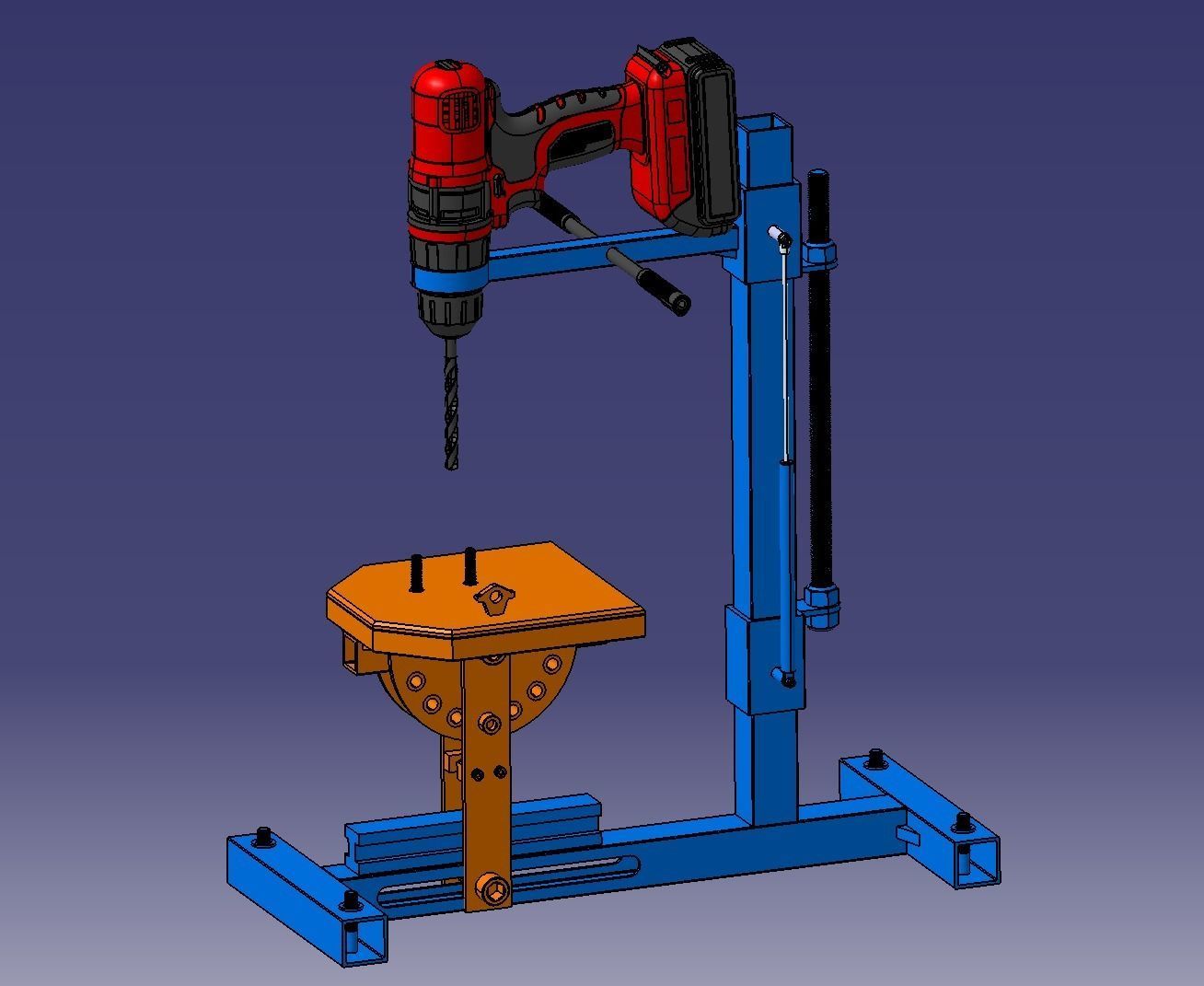 Electric hand drill modified rig 3D model_4