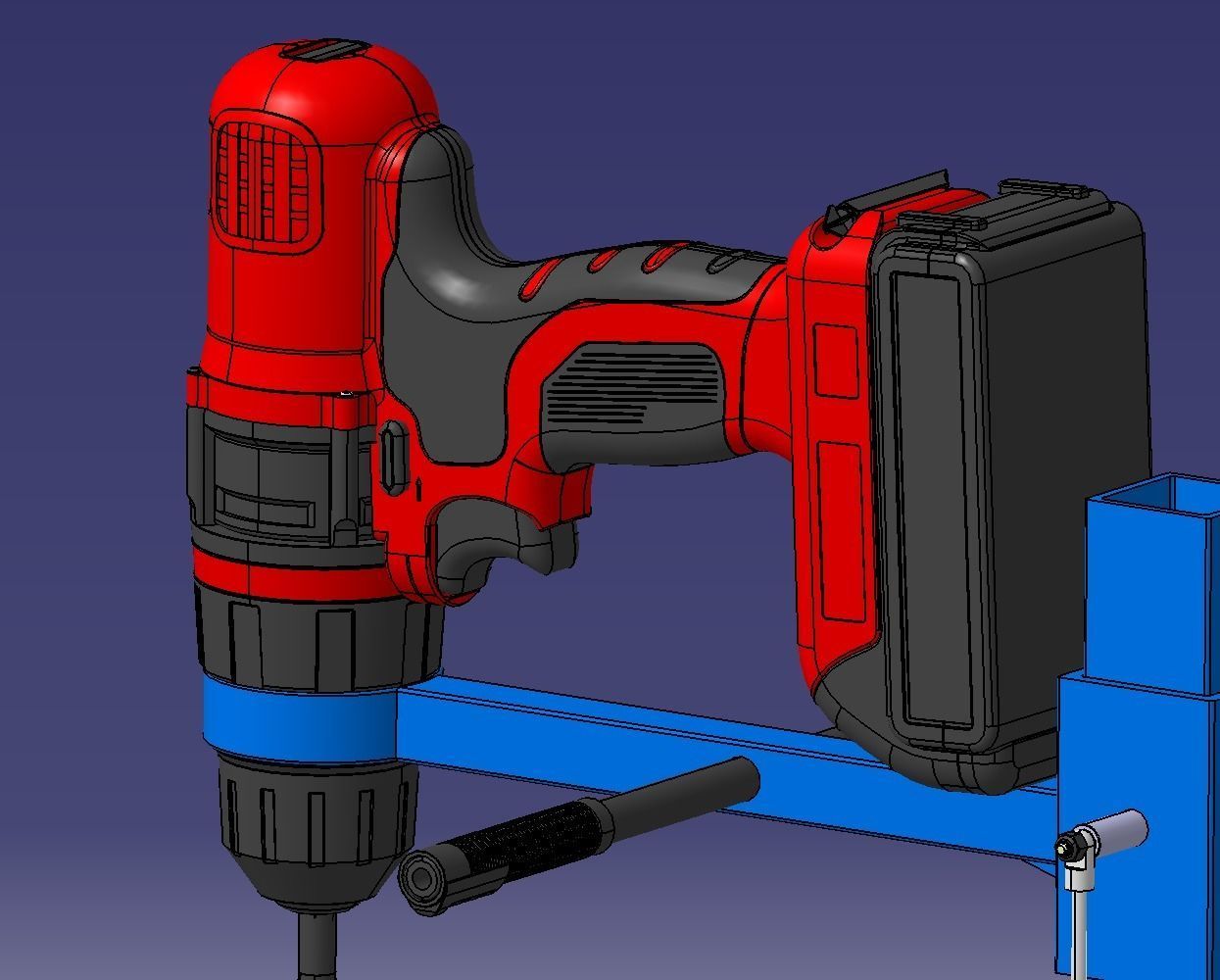 Electric hand drill modified rig 3D model_3