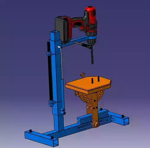 Electric hand drill modified rig 3D model
