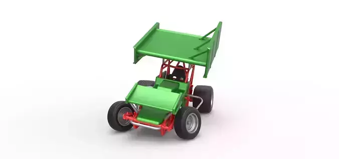 Vintage Winged Sprint car while turning Scale 1 to 25 3D print model