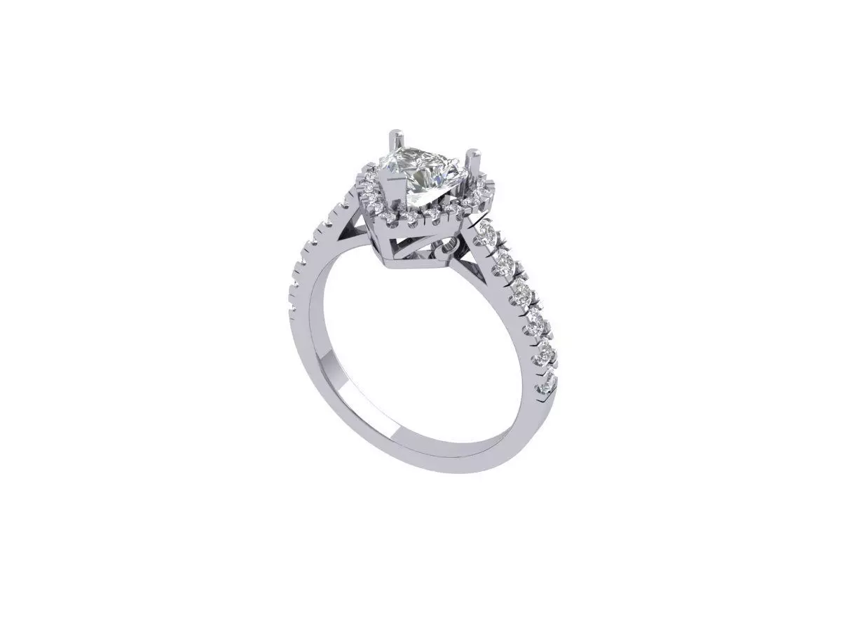 Heart ring with side stone 3D print model