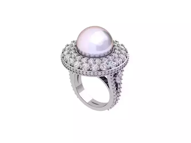 Pearl Artdeco Ring