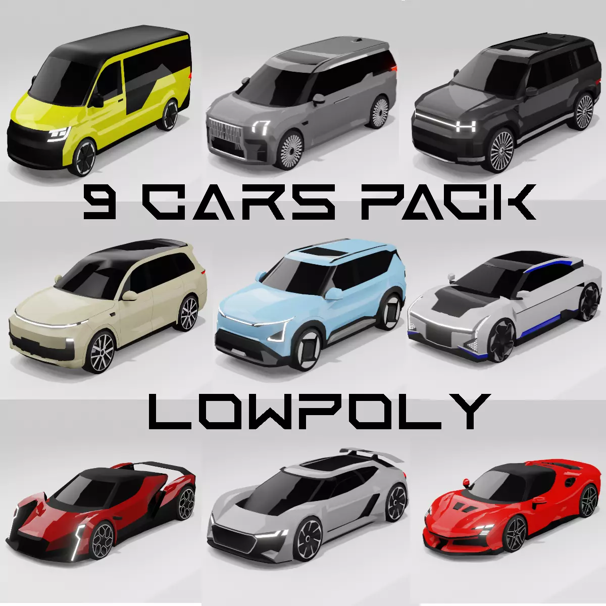 Low-poly car pack 3D Model Collection_0
