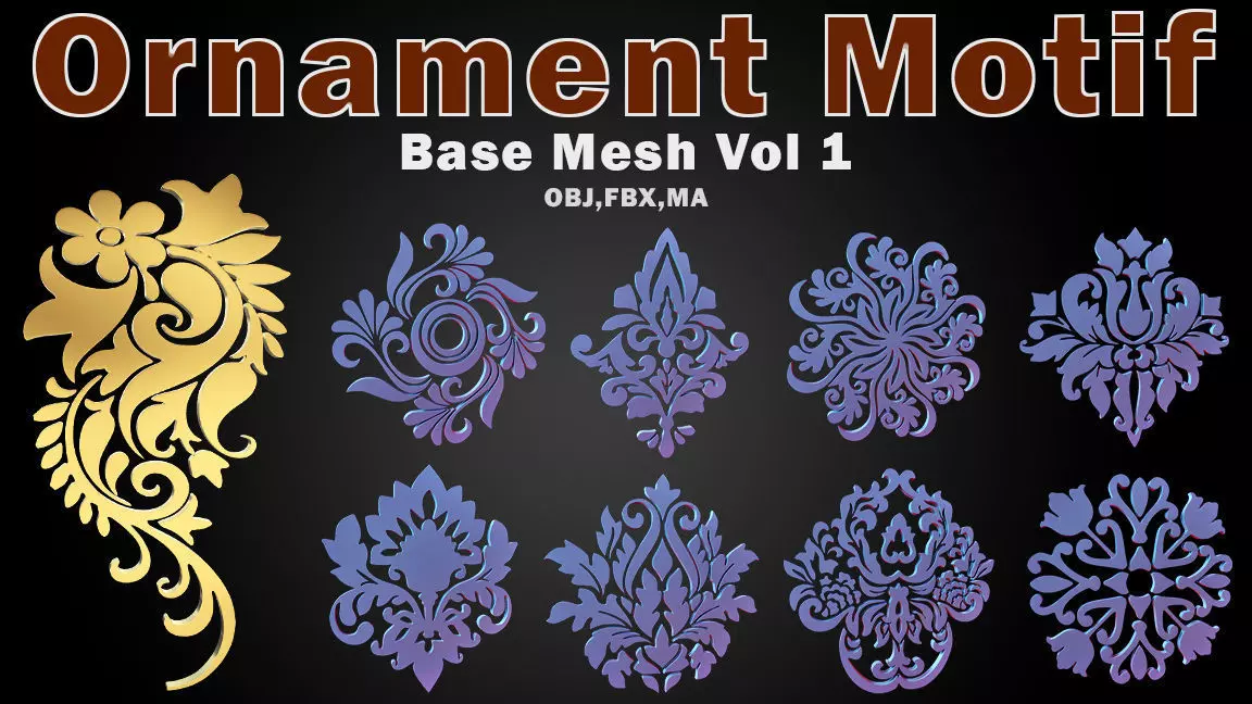 Ornaments Motif Base Mesh Vol 1 Low-poly 3D model_0