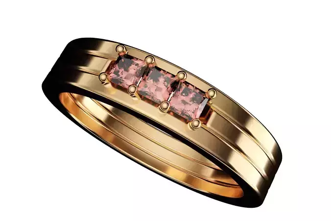  modern ladies pink princess cut diamond ring us size 6 3D print model