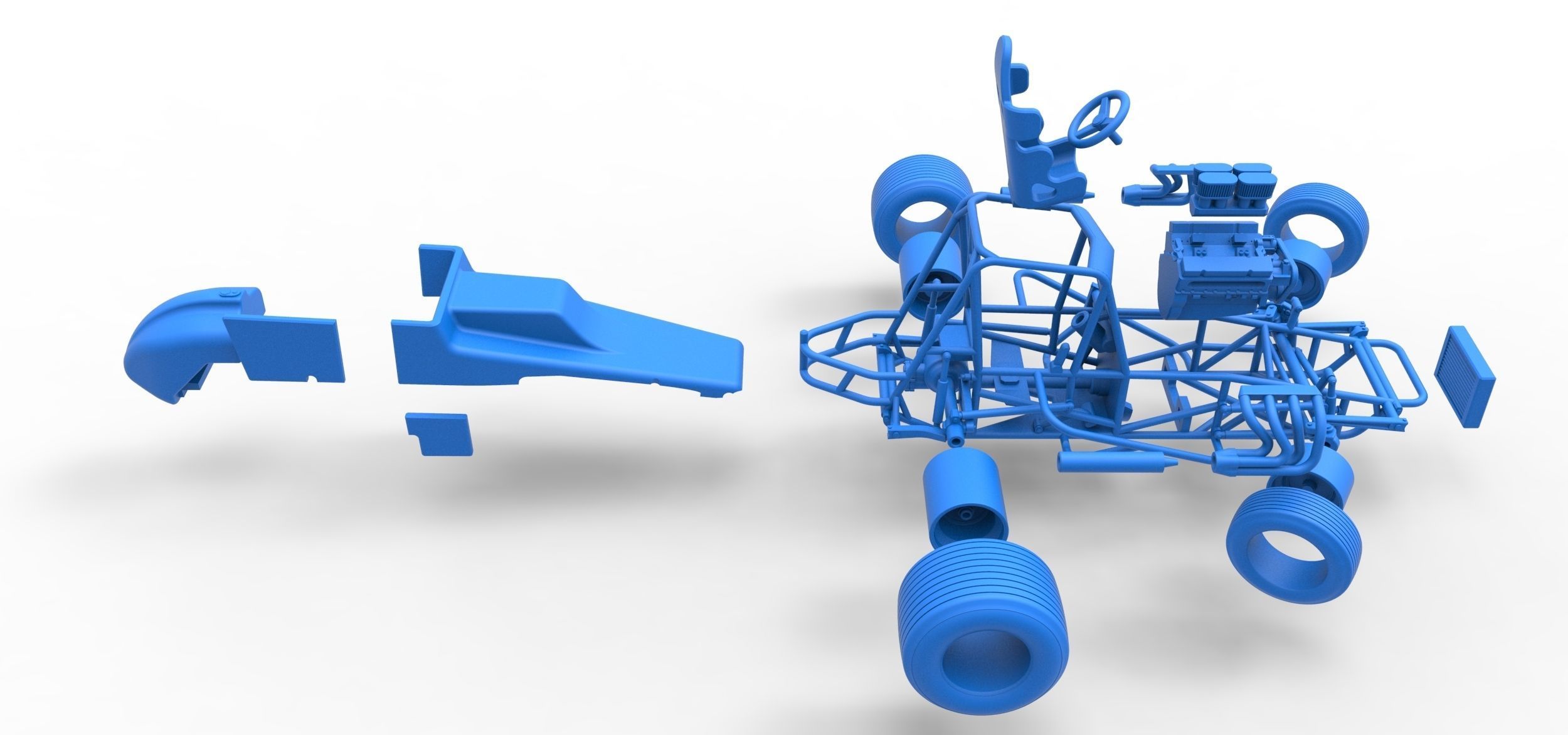 Vintage Sprint car while turning Scale 1 to 25 3D print model_59