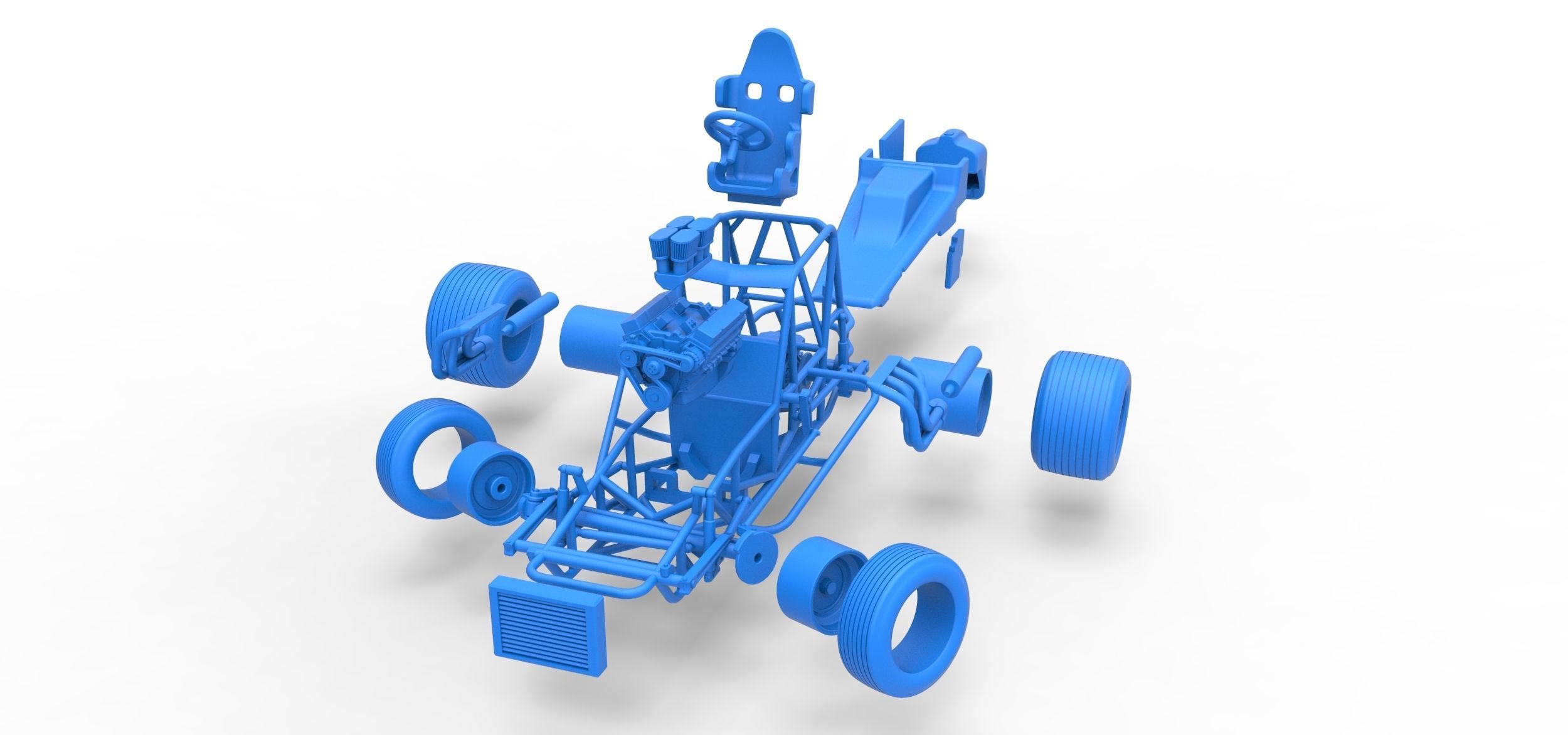 Vintage Sprint car while turning Scale 1 to 25 3D print model_53