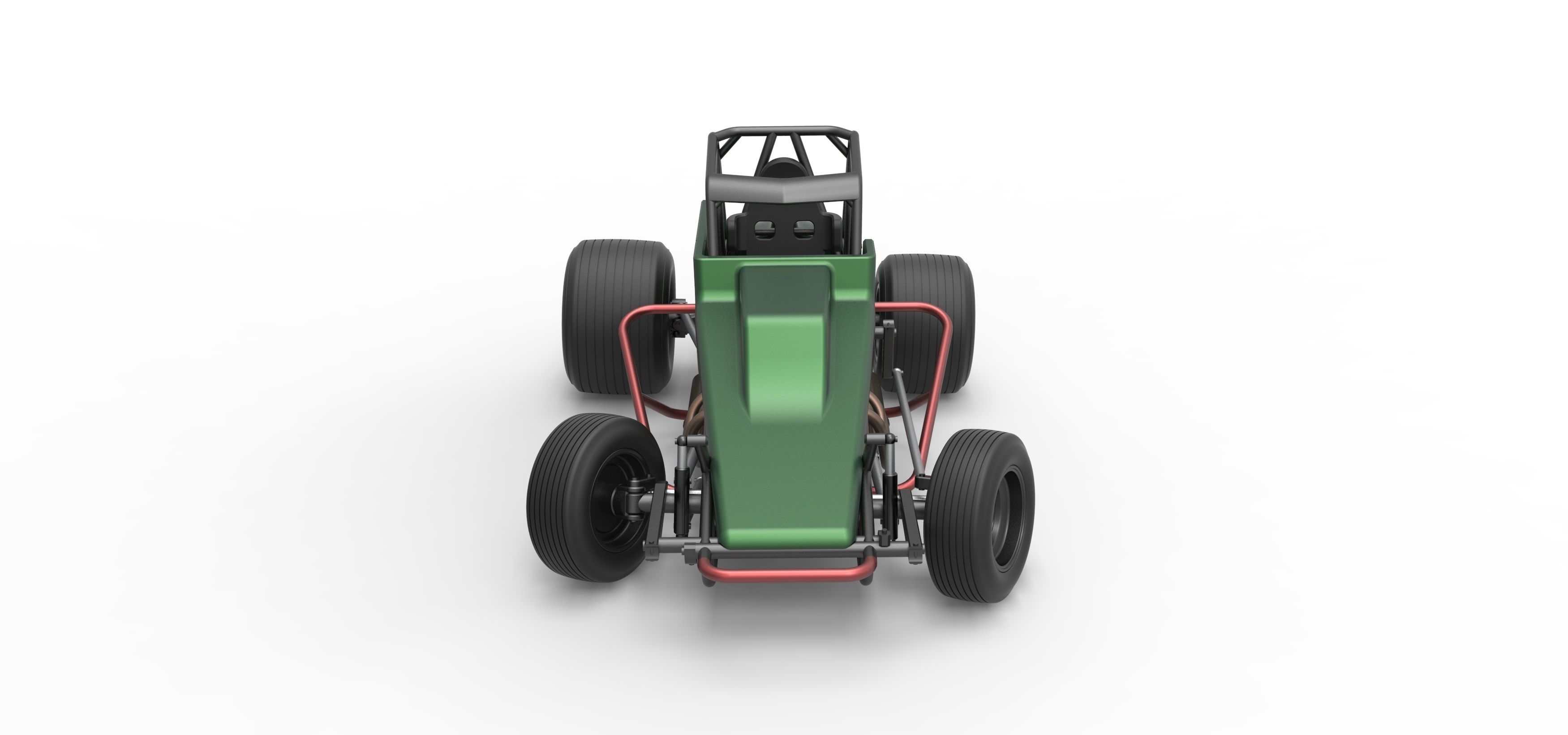 Vintage Sprint car while turning Scale 1 to 25 3D print model_3
