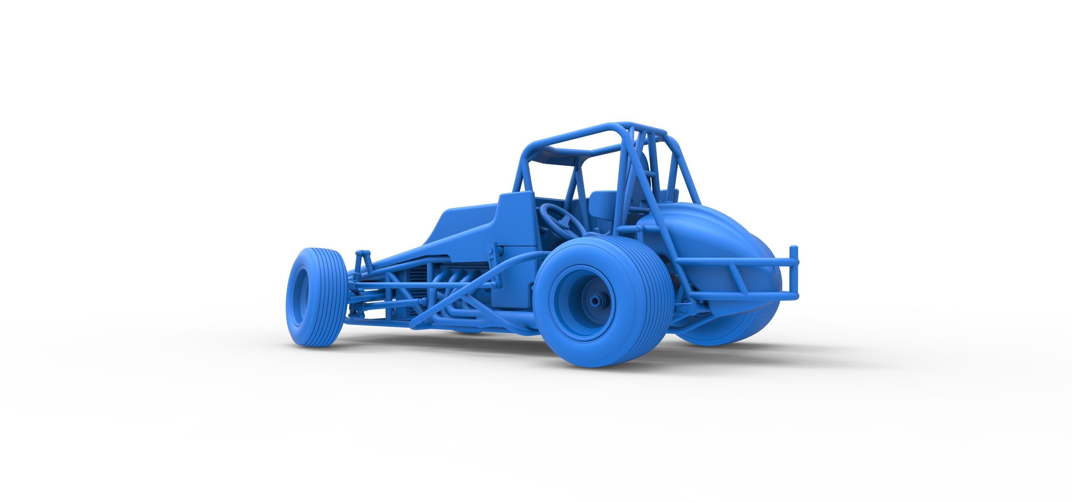 Vintage Sprint car while turning Scale 1 to 25 3D print model_37
