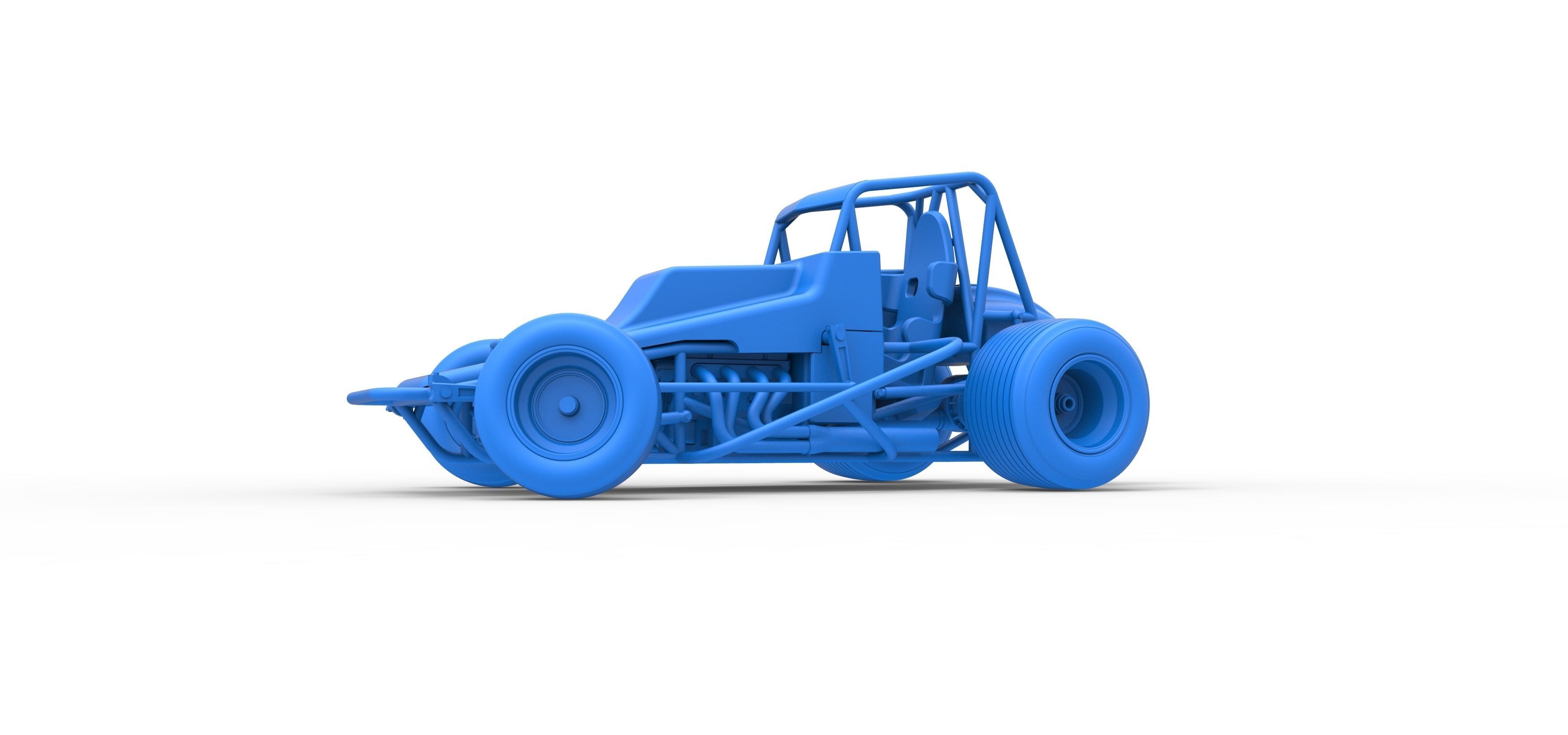 Vintage Sprint car while turning Scale 1 to 25 3D print model_31