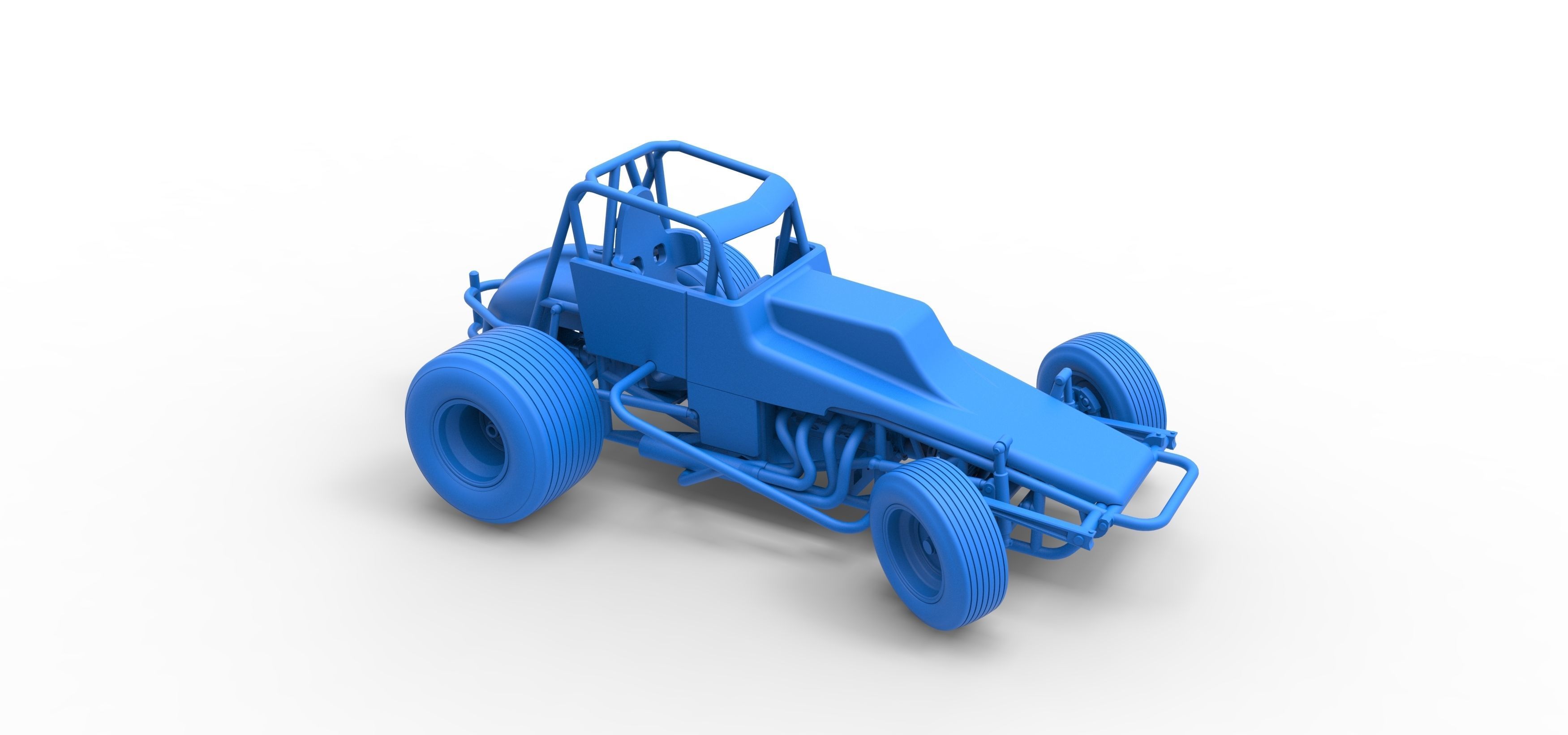 Vintage Sprint car while turning Scale 1 to 25 3D print model_46