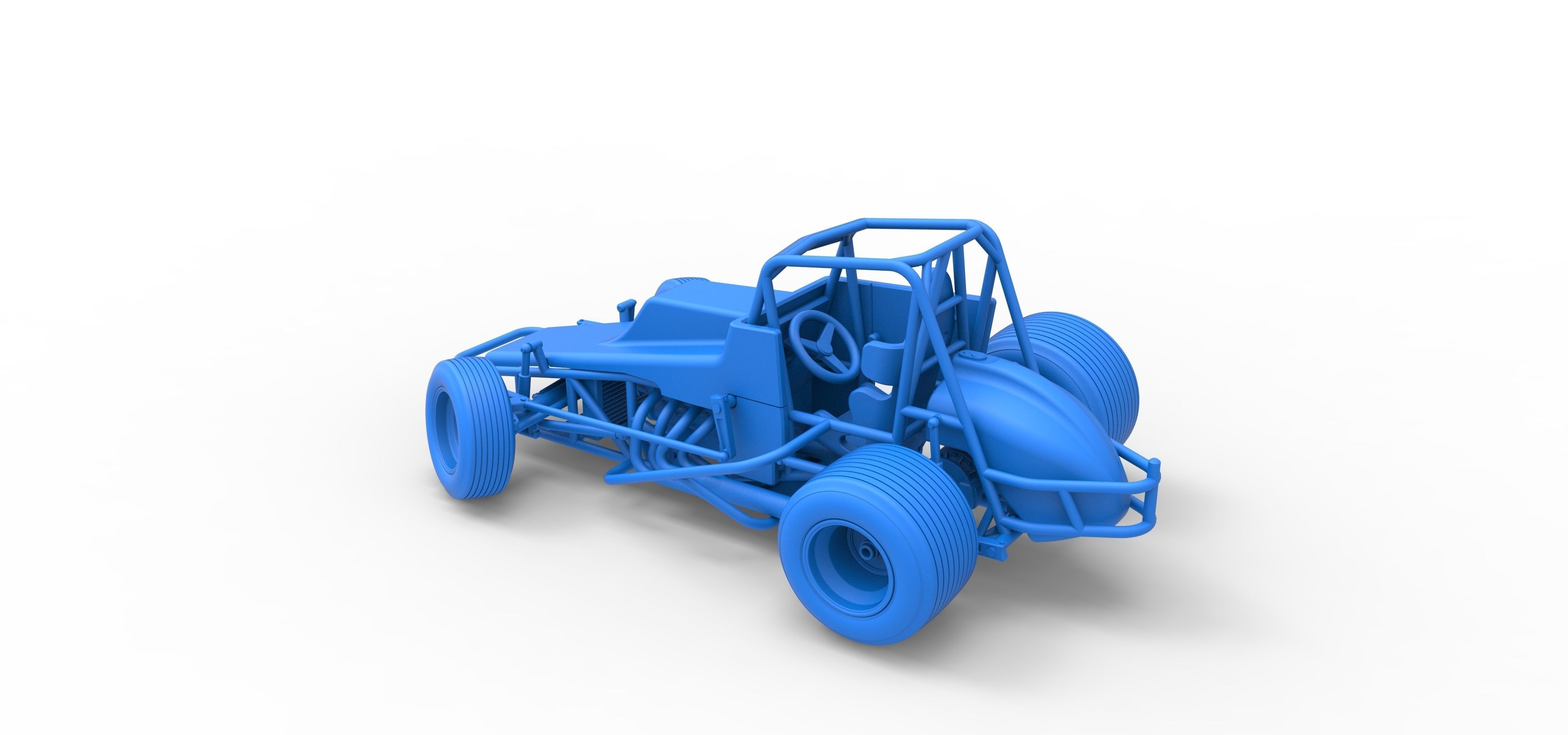 Vintage Sprint car while turning Scale 1 to 25 3D print model_36