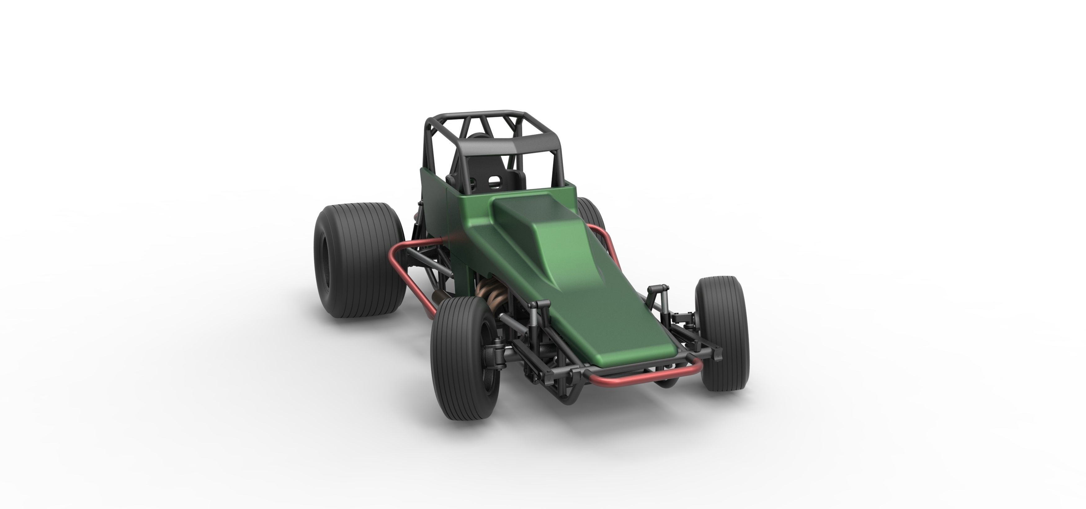 Vintage Sprint car while turning Scale 1 to 25 3D print model_24
