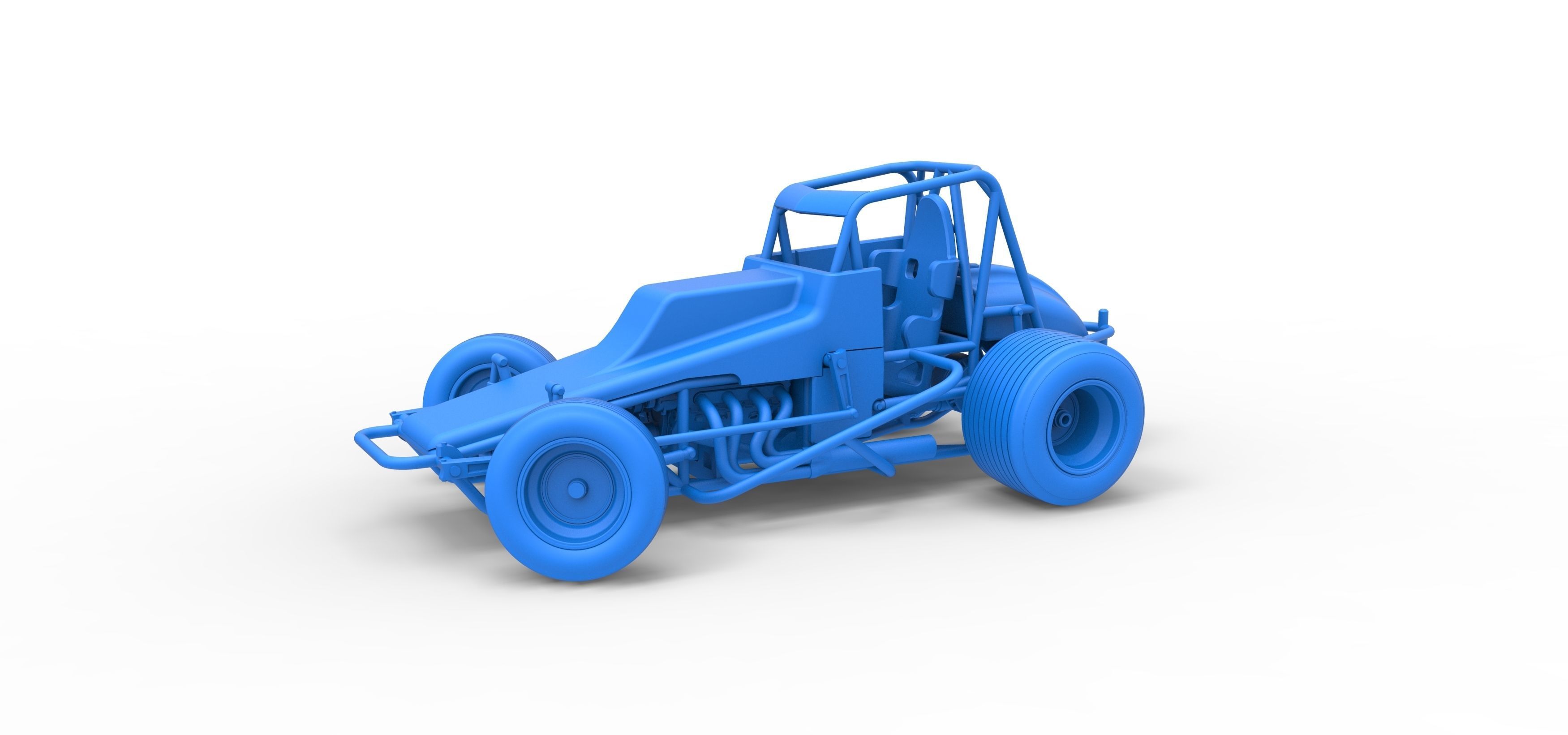 Vintage Sprint car while turning Scale 1 to 25 3D print model_30
