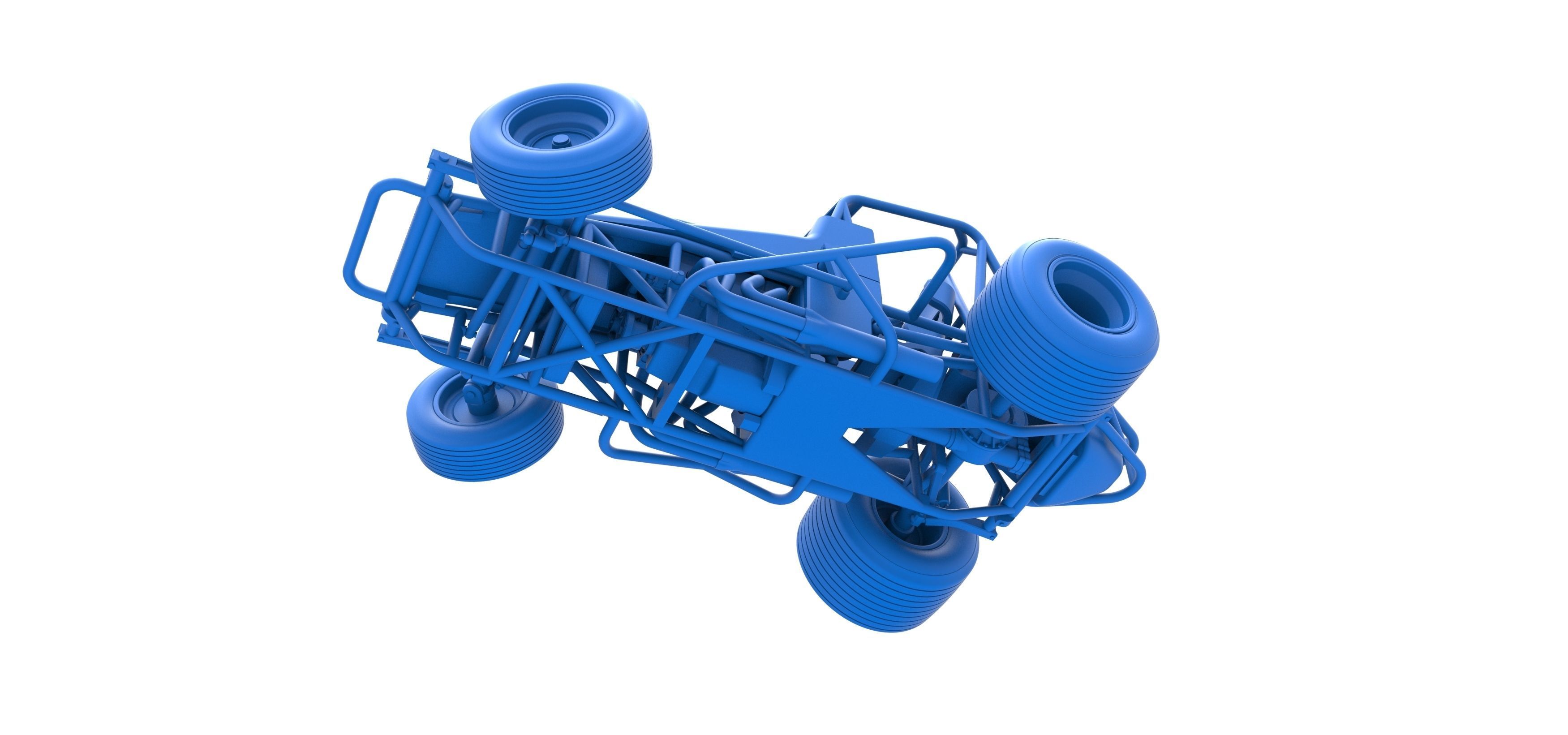 Vintage Sprint car while turning Scale 1 to 25 3D print model_32