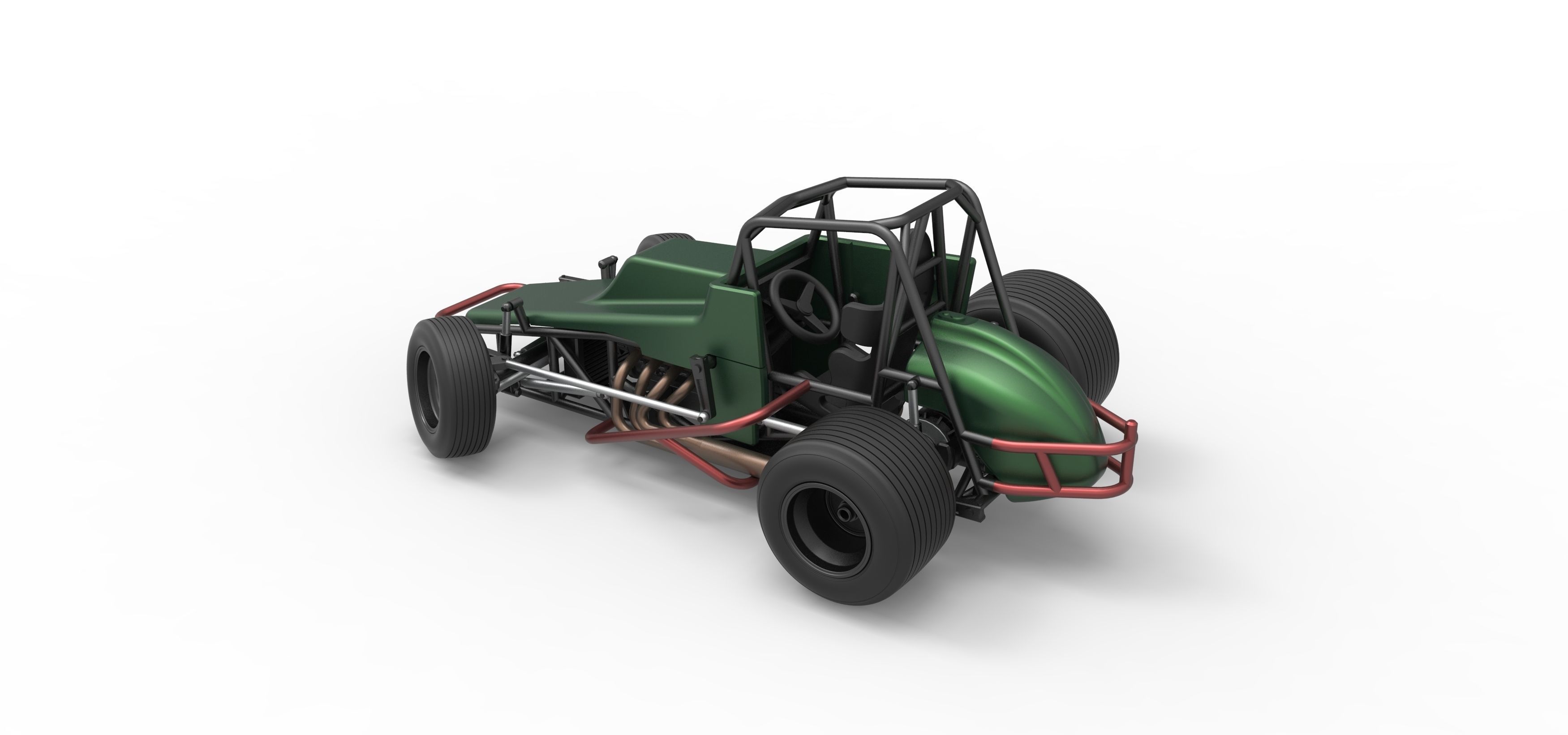 Vintage Sprint car while turning Scale 1 to 25 3D print model_12