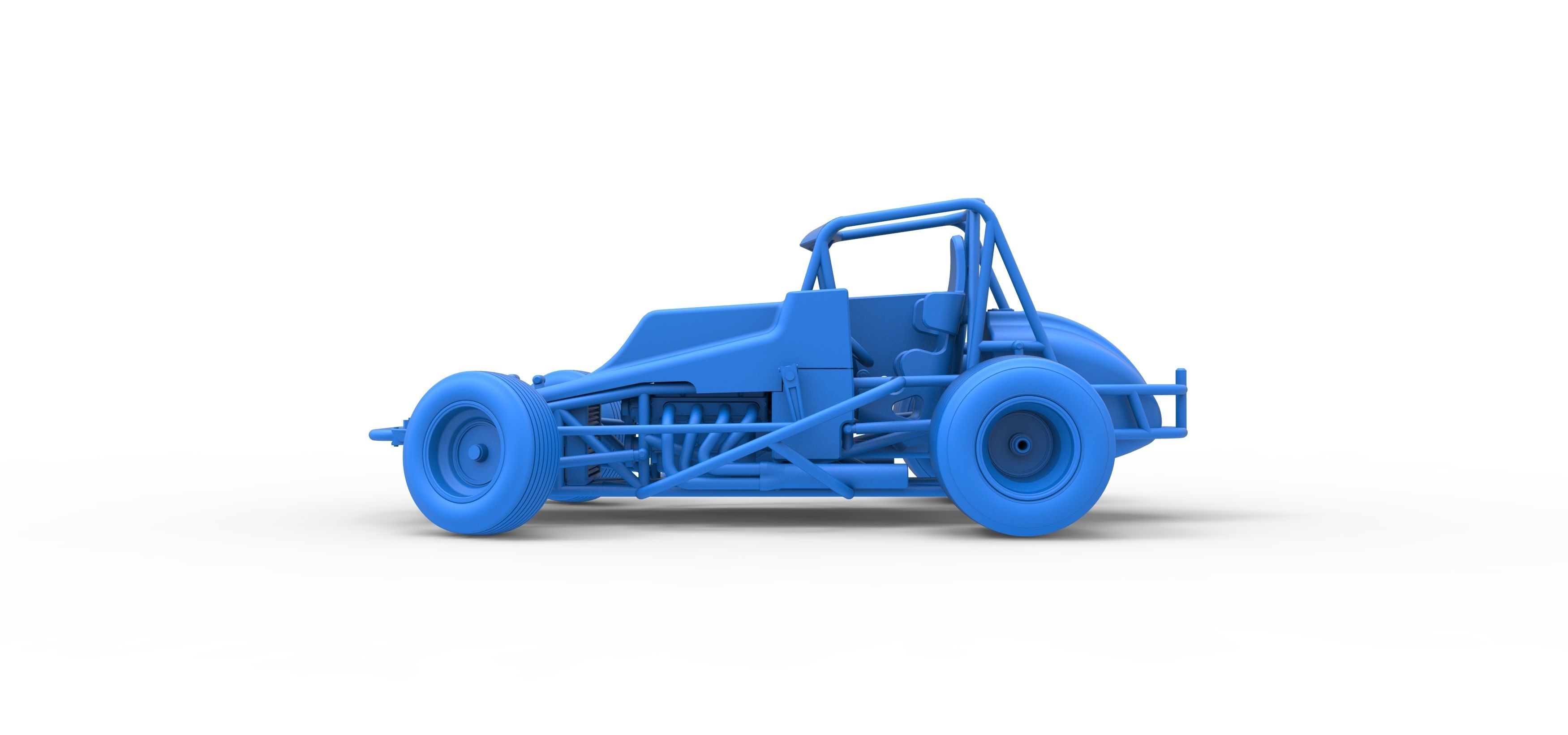 Vintage Sprint car while turning Scale 1 to 25 3D print model_33